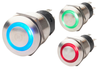 Switch Stainless Steel With LED 12/24V 8P